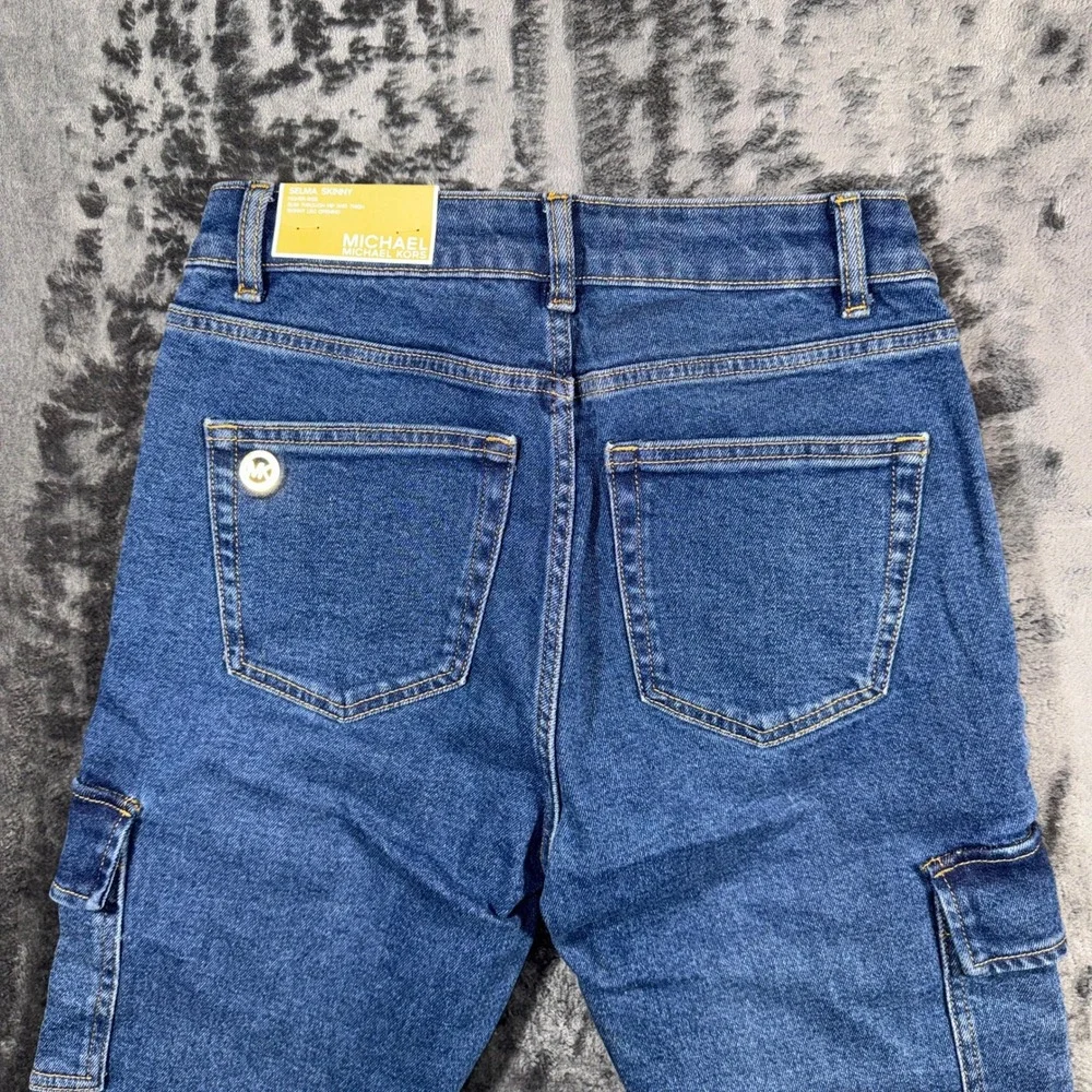Michael Kors Selma Skinny Cargo Jeans Medium Indigo Blue Womens 2 QR49058E9Z